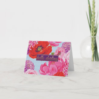 Carte Fille Bonjour Darling Floral Note Card