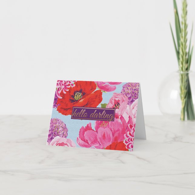 Carte Fille Bonjour Darling Floral Note Card (Devant)