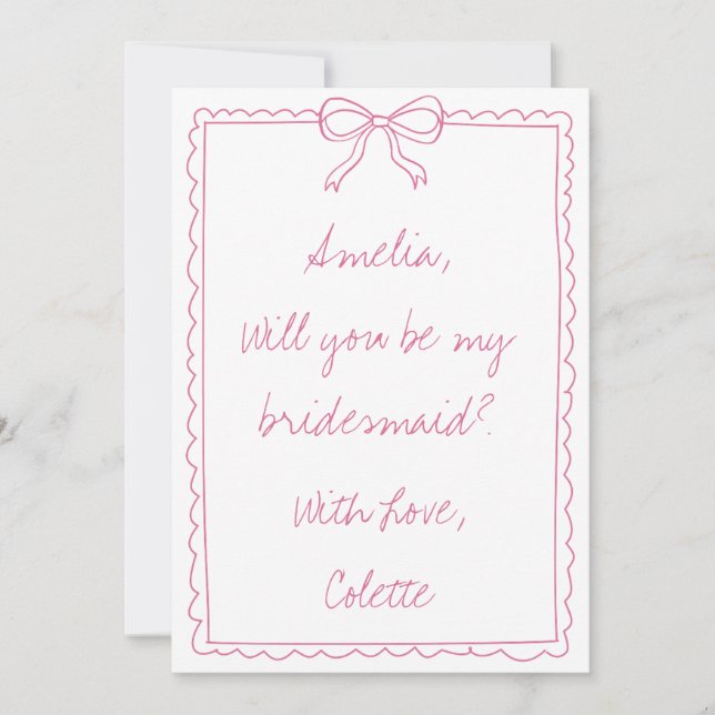 Carte Fille Bow Doodle Love Fancy Bridesmaid Proposition (Devant)