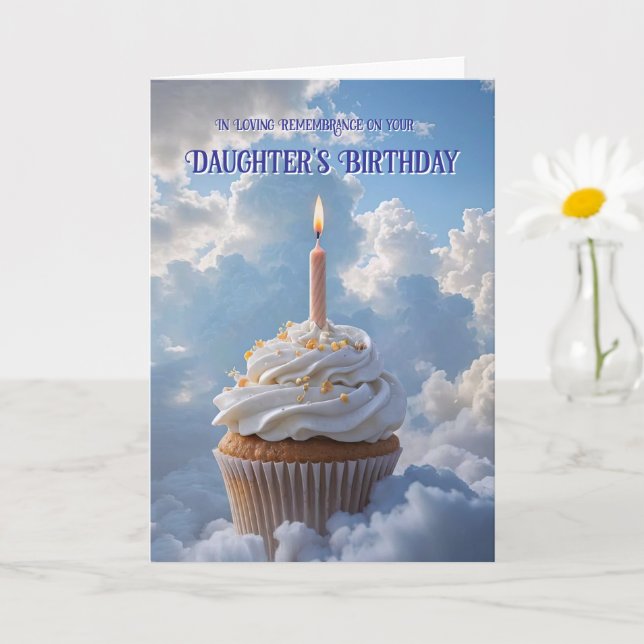 Carte Fille Céleste Anniversaire Cupcake Nuages (Petite plante)