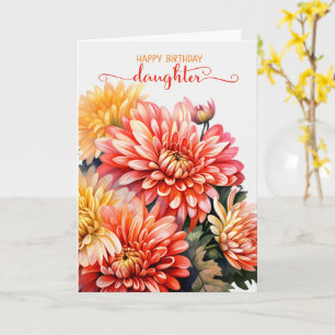 Carte Fille Chrysanthèmes pour Novembre Anniversaire