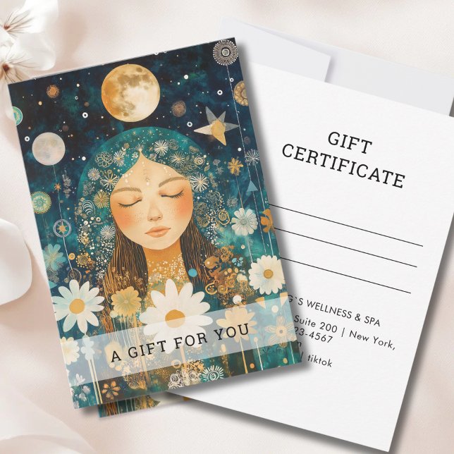 Carte Fille cosmique Certificat Cadeau Boho Moon (Cosmic Girl Boho Moon Gift Certificate)