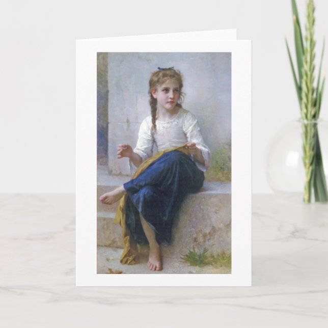 Carte Fille coudre, Bouguereau (Devant)