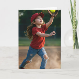 Carte Fille d'anniversaire attraper un softball