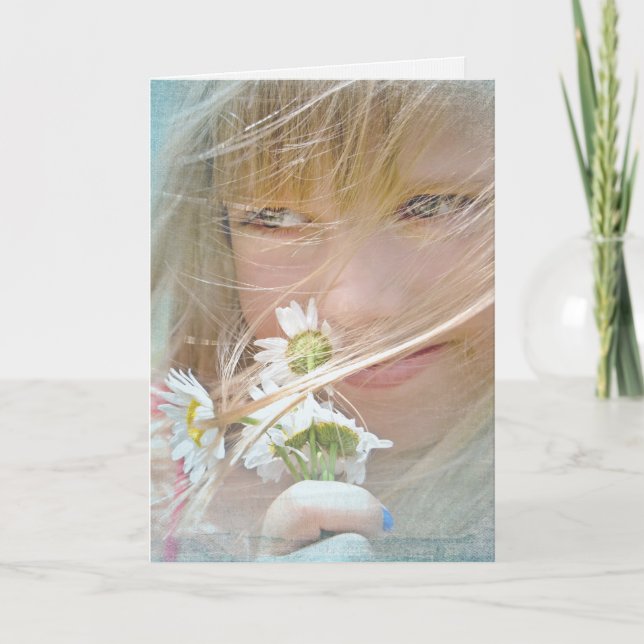Carte fille d'anniversaire avec bouquet de marguerite d' (Devant)