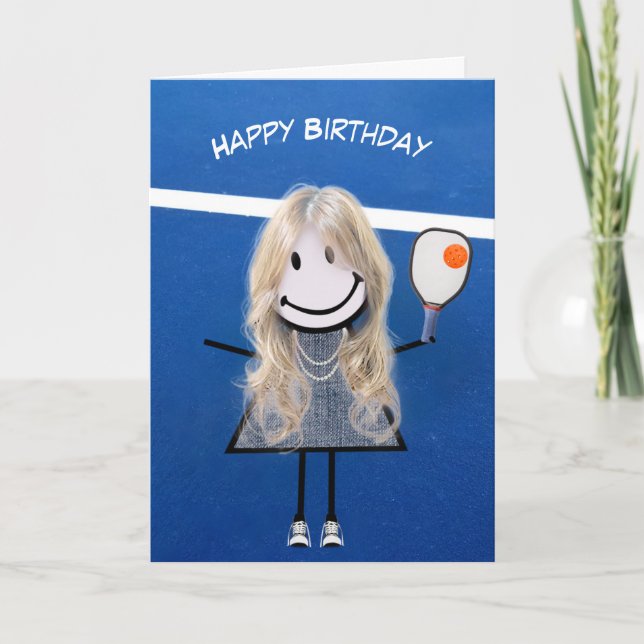Carte Fille d'anniversaire avec Pickleball Paddle et Bal (Devant)