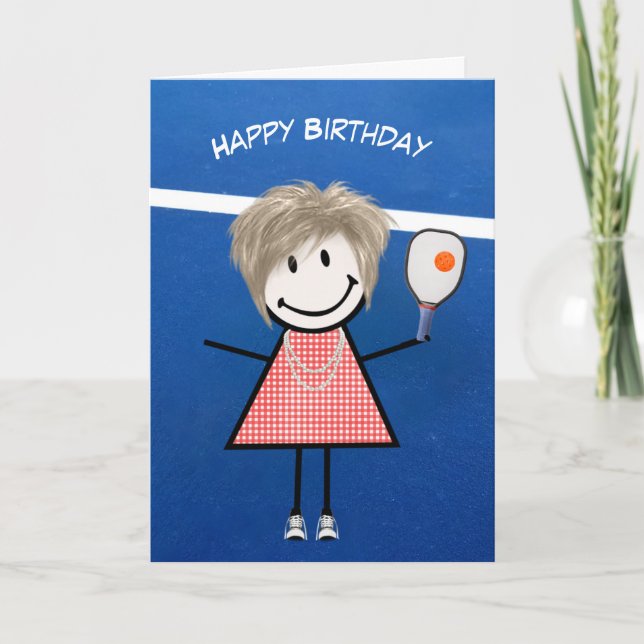 Carte Fille d'anniversaire avec Pickleball Paddle et Bal (Devant)