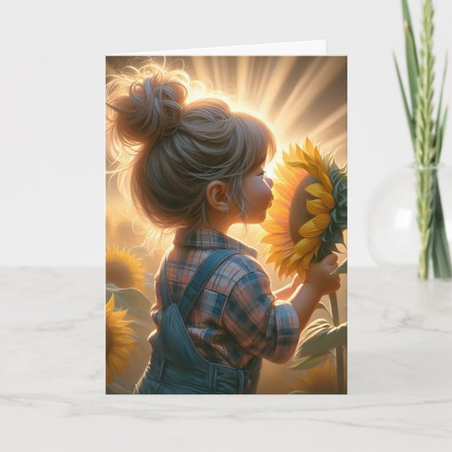 Carte Fille D'Anniversaire Avec Tournesol (Devant)