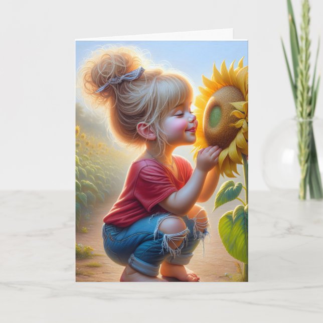Carte Fille D'Anniversaire Avec Tournesol (Devant)