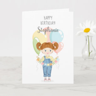 Carte Fille d'anniversaire dans les couloirs rouges