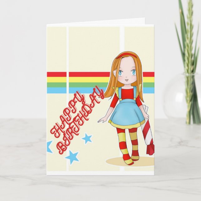 CARTE FILLE D'ANNIVERSAIRE DE RAINBOW (Devant)