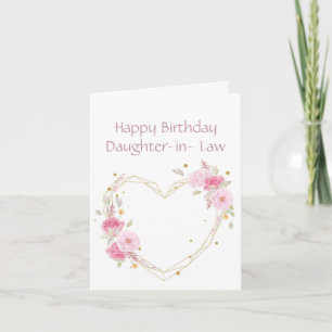 Carte Fille d'anniversaire en droit Fleur Heart