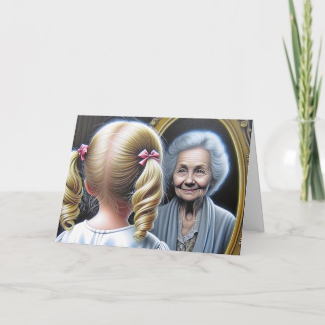 Carte Fille d'anniversaire et vieille dame (Devant)