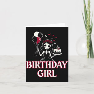 Carte Fille d'anniversaire féminine squelette gothique m