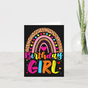 Carte Fille d'anniversaire Leopard Arc-en-ciel Fête d'an
