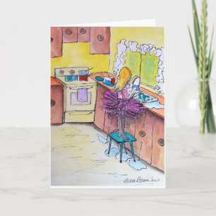 Carte Fille dans un Tutu rose, Peinture d'art populaire 