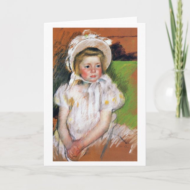 Carte Fille dans une Bonnet Blanche, Mary Cassatt (Devant)