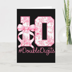 Carte Fille de 10 ans d'anniversaire Rose Coquette Nœud 