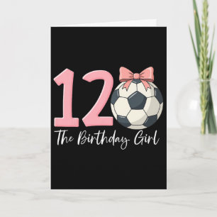 Carte Fille de 12 ans Ballon de football Coquette Rose 1