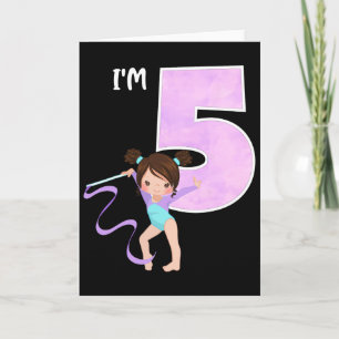 Carte Fille de 5 ans Gymnaste 5e Anniversaire Gymnastiqu