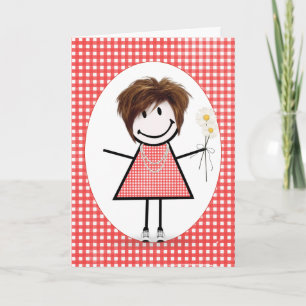 Carte Fille de dessin animé bonhomme allumette d'anniver