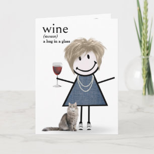 Carte Fille de dessin animé d'anniversaire avec du vin e