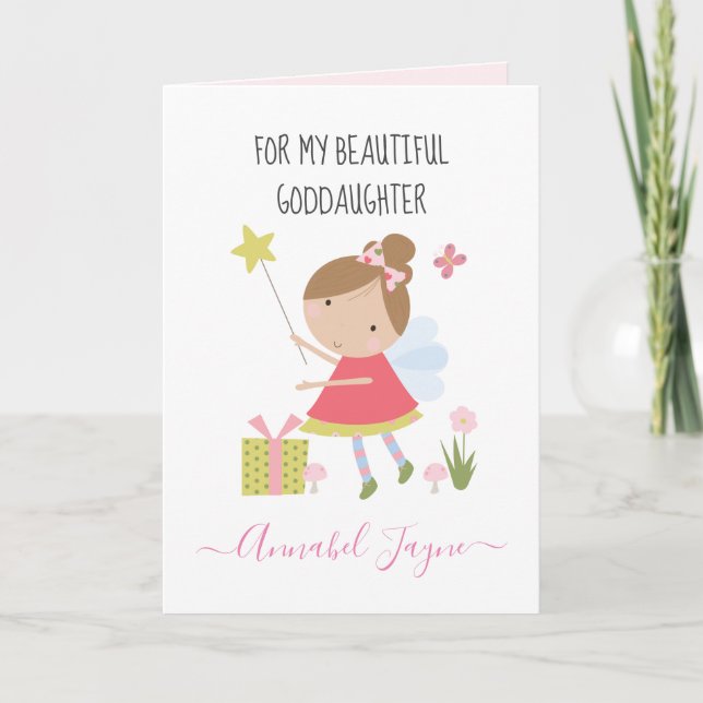 Carte Fille de Dieu anniversaire fée filles rose lunatiq (Devant)