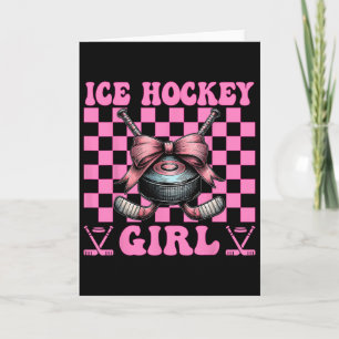 Carte Fille de hockey sur glace Coquette Bow 