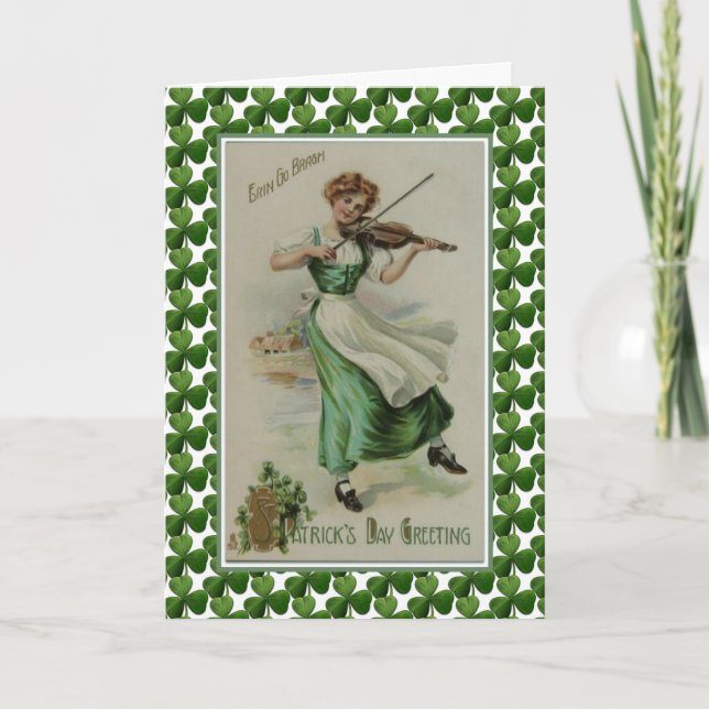 Carte Fille de la Saint-Patrick jouant du violon (Devant)