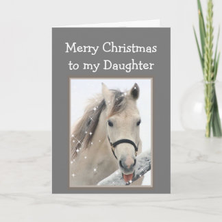 Carte Fille de Noël magique veut Cheval de Neige