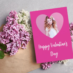 Carte Fille de photo rose vif de la Saint-Valentin