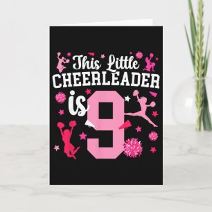 Carte Fille de pom-pom girl d'anniversaire 9 ans Cheerle