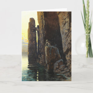 Carte Fille de sirène de mer côtière dénudée et les dési