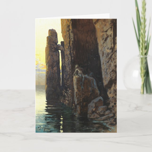 Carte Fille de sirène de mer côtière dénudée et les dési (Devant)