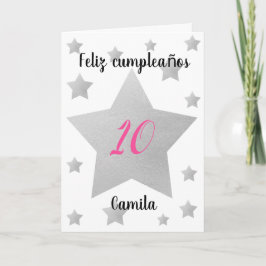 Carte Fille des étoiles d'argent Anniversaire espagnol