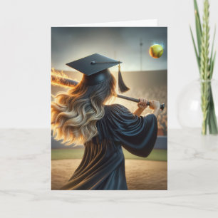 Carte Fille diplômée en train de chanter une chauve-sour