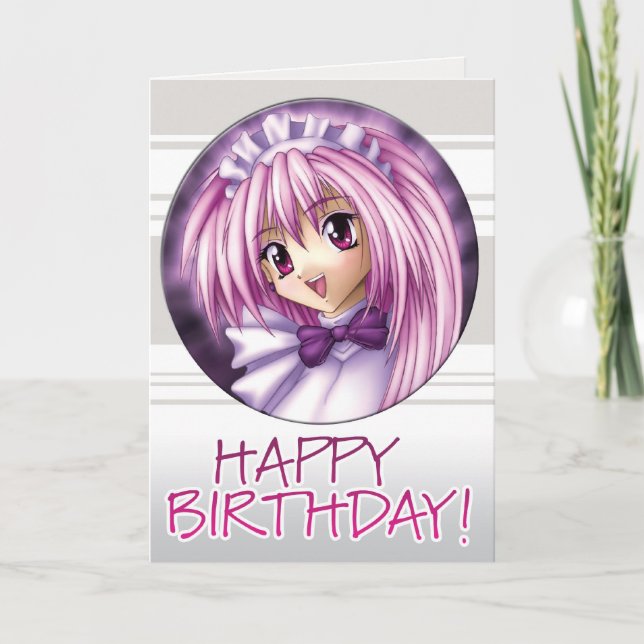 Carte Fille domestique Manga pour Anniversaire (Devant)