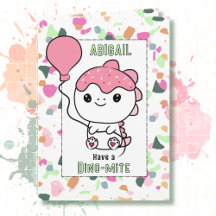 Fille du 1er anniversaire Dinosaur Cartoon Mignonn