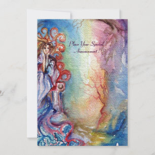 Carte FILLE DU LAC Arthurian Légende Aquarelle