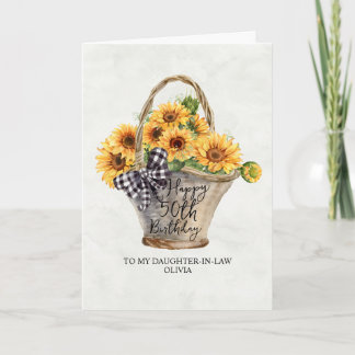 Carte Fille du panier de tournesol en droit 50e annivers