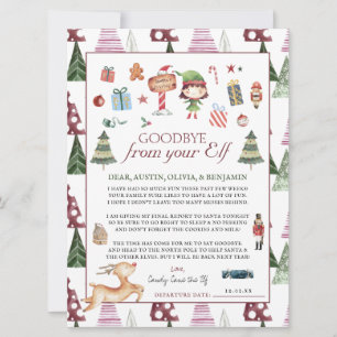 Carte Fille Elf   Lettre d'adieu aux elfes de Noël pour 