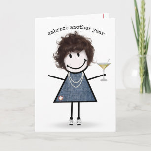 Carte Fille en bonhomme allumette d'anniversaire avec Ma