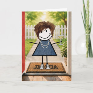 Carte Fille en bonhomme allumette d'anniversaire avec Ma