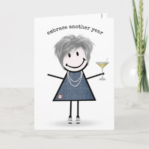 Carte Fille en bonhomme allumette d'anniversaire avec ma