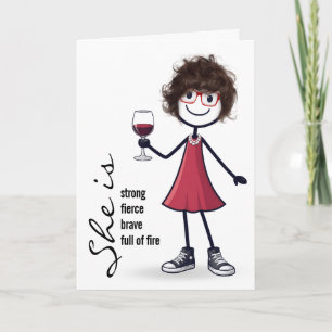Carte Fille en bonhomme allumette d'anniversaire avec ve