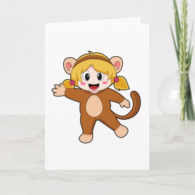 Carte Fille en costume de singe (Devant)