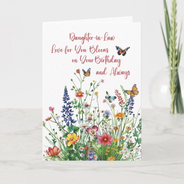 Carte Fille en droit Anniversaire Amour en fleurs Fleur  (Devant)