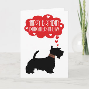 Carte Fille en La Birthday Scottish Terrier Silhouett