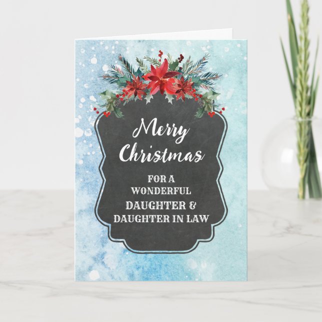 Carte Fille et fille rustique en droit Noël (Devant)