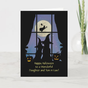 Carte Fille et fils en droit Chiens mignons d'Halloween